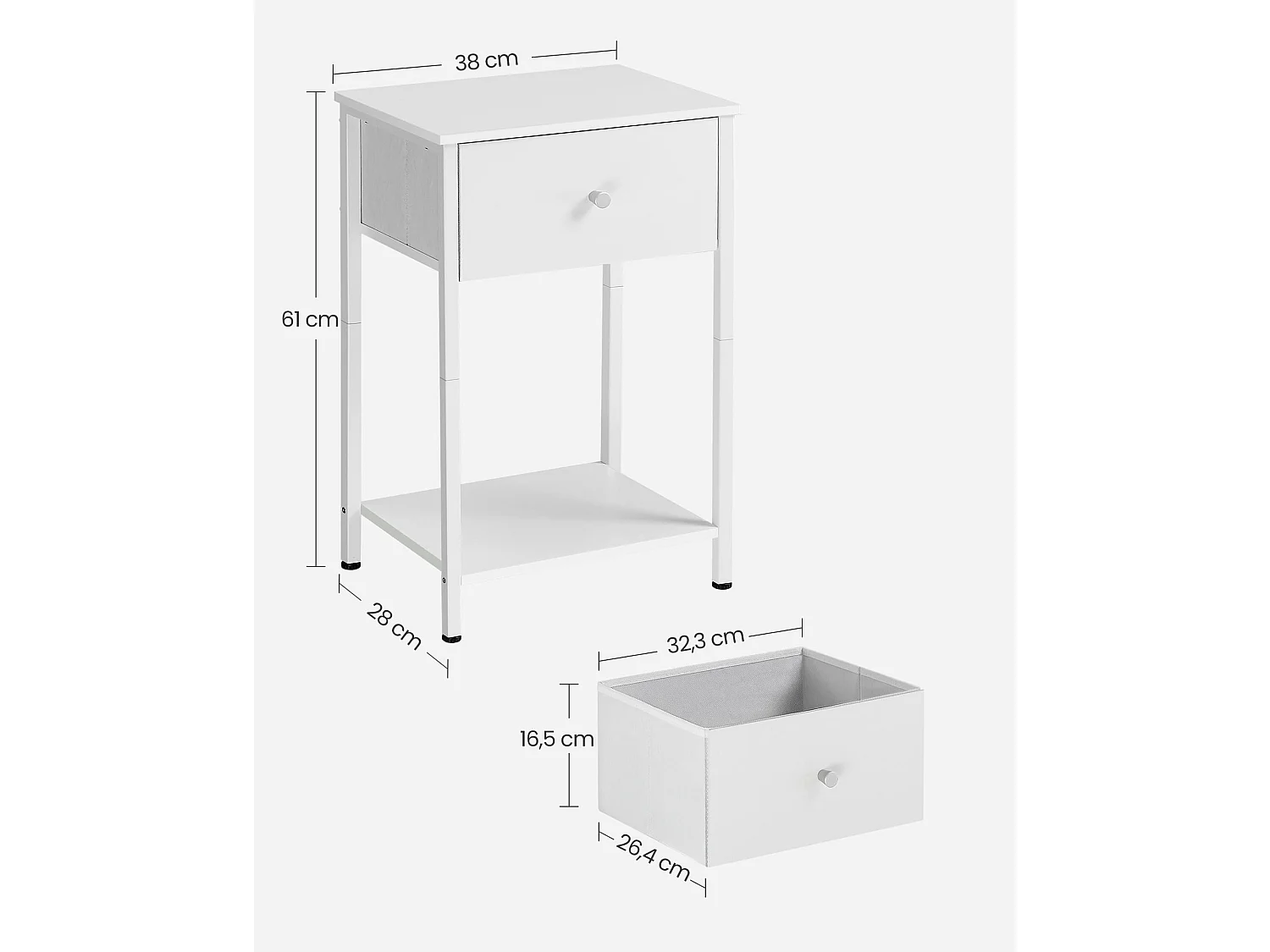 Szafka nocna Valora White z szufladą i półką