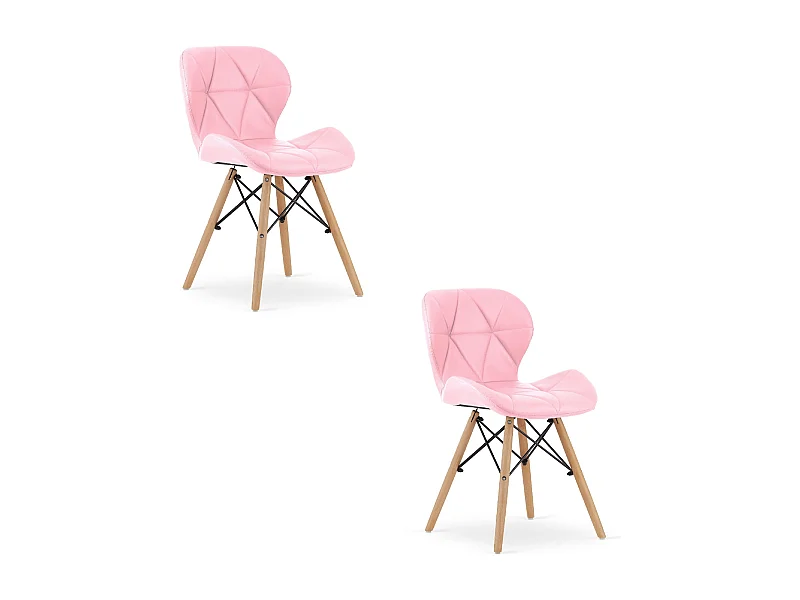 Lot de 2 chaises Valora WAKO en éco-cuir rose