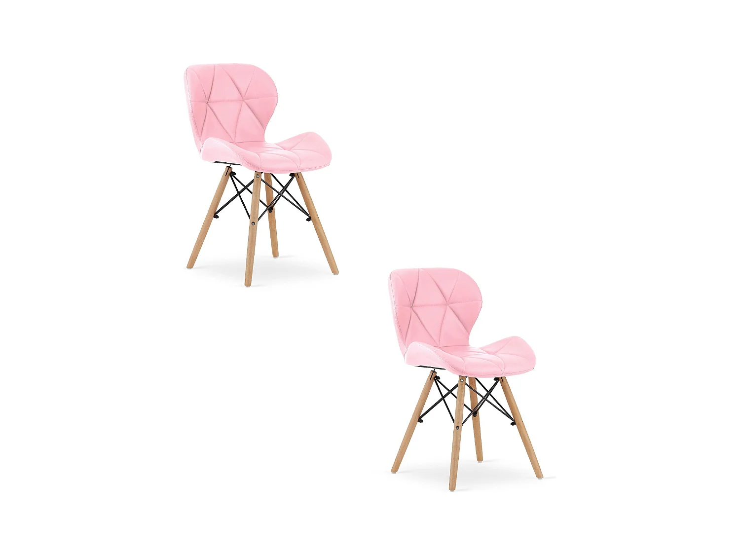 Lot de 2 chaises Valora WAKO en éco-cuir rose