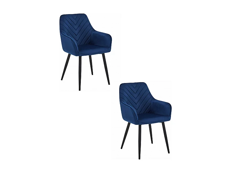 Chaises de salle à manger Valora WAAV – Velours bleu marine avec pieds noirs x 2