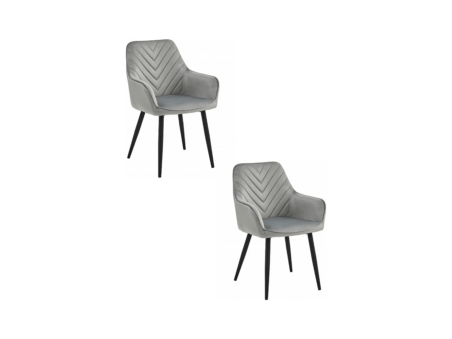 Chaises de salle à manger Valora WAAV – Velours gris argenté avec pieds noirs x 2