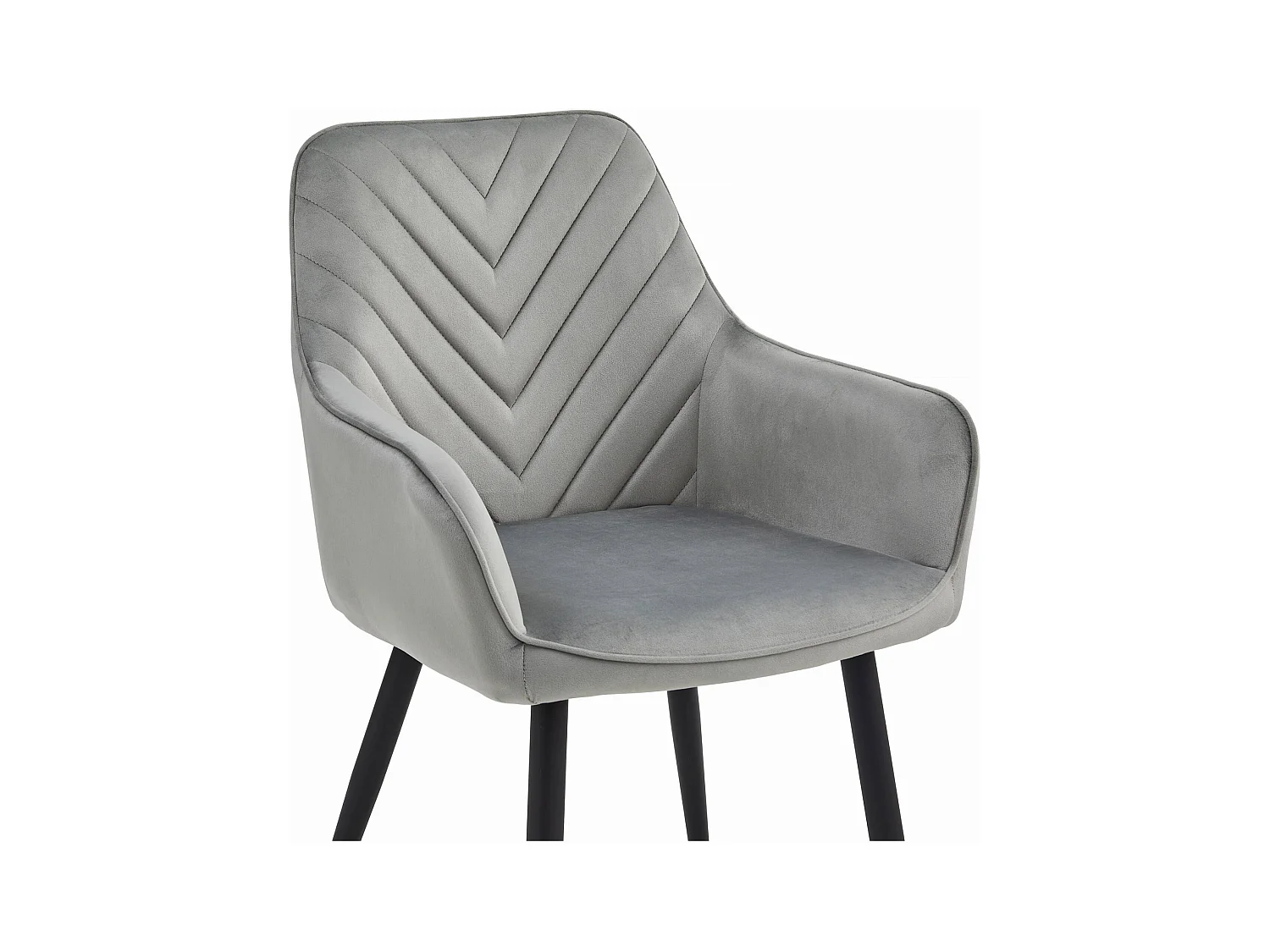Chaises de salle à manger Valora WAAV – Velours gris argenté avec pieds noirs x 2