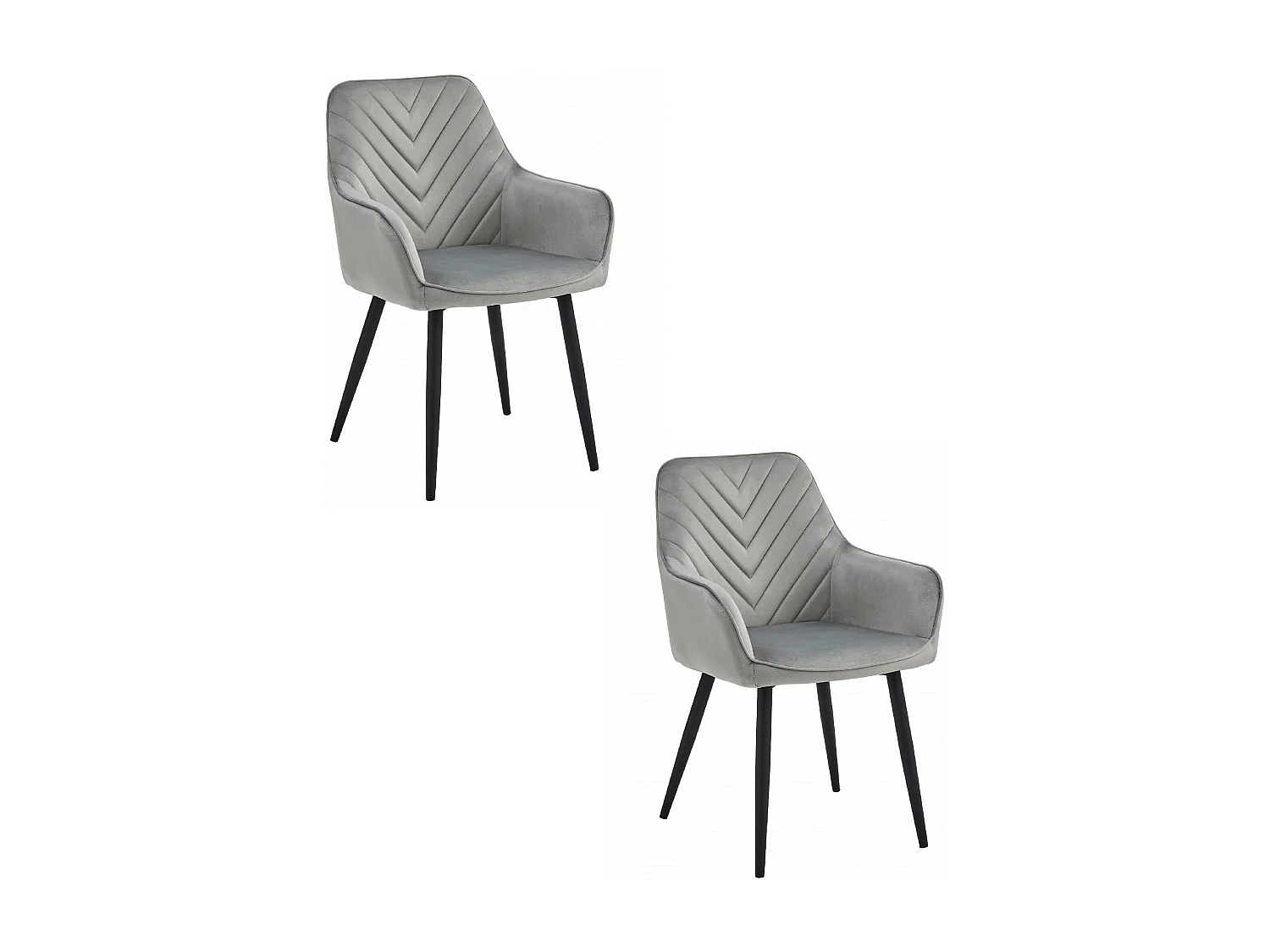 Chaises de salle à manger Valora WAAV – Velours gris argenté avec pieds noirs x 2