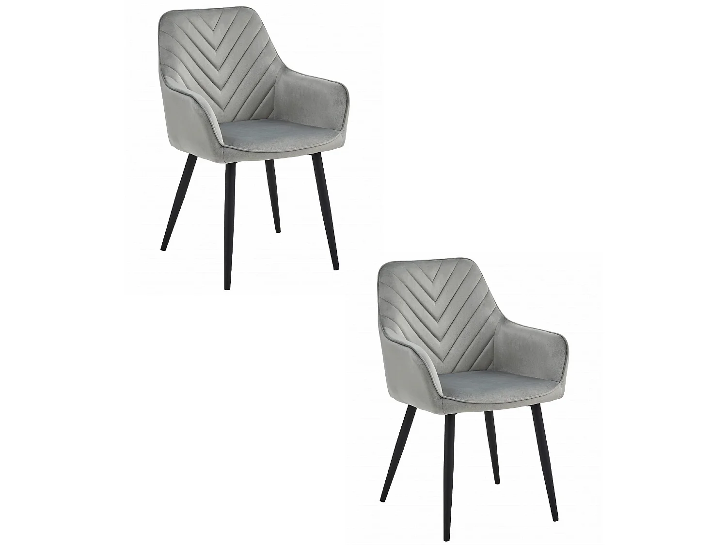 Valora WAAV eetkamerstoelen – zilvergrijs fluweel met zwarte poten x 2