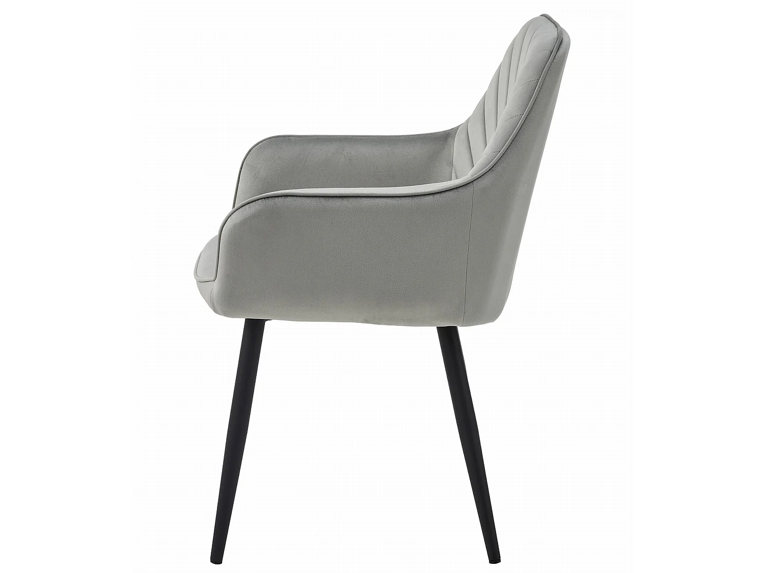Valora WAAV eetkamerstoelen – zilvergrijs fluweel met zwarte poten x 2