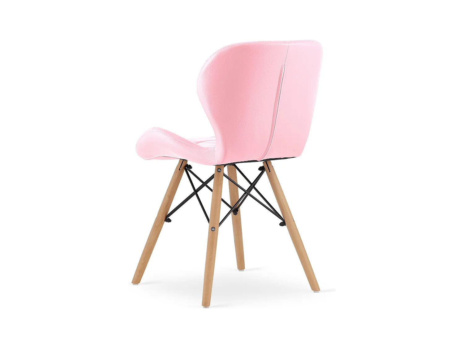 Chaise Valora WAKO en éco-cuir rose avec pieds en hêtre x1
