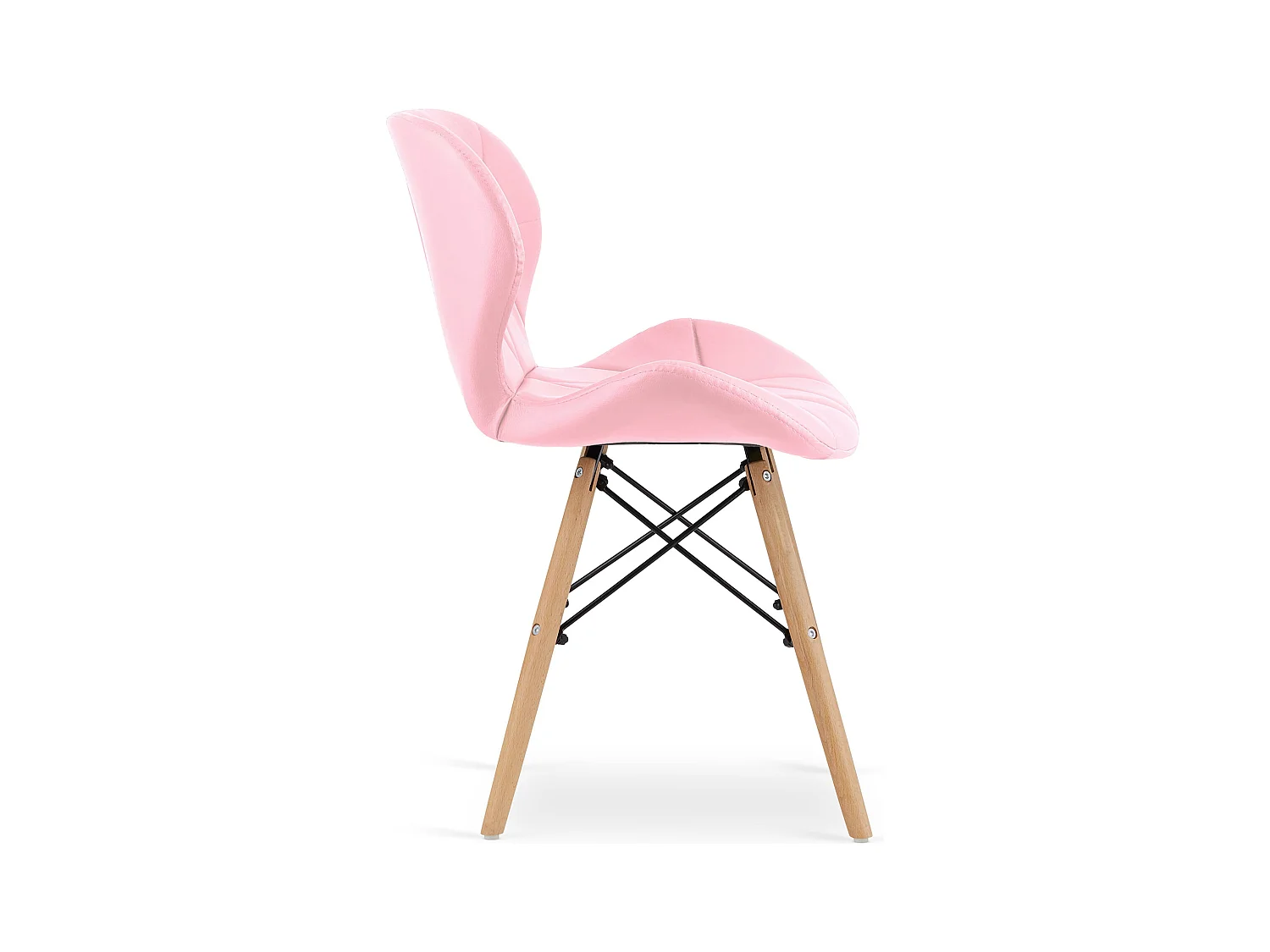 Chaise Valora WAKO en éco-cuir rose avec pieds en hêtre x1
