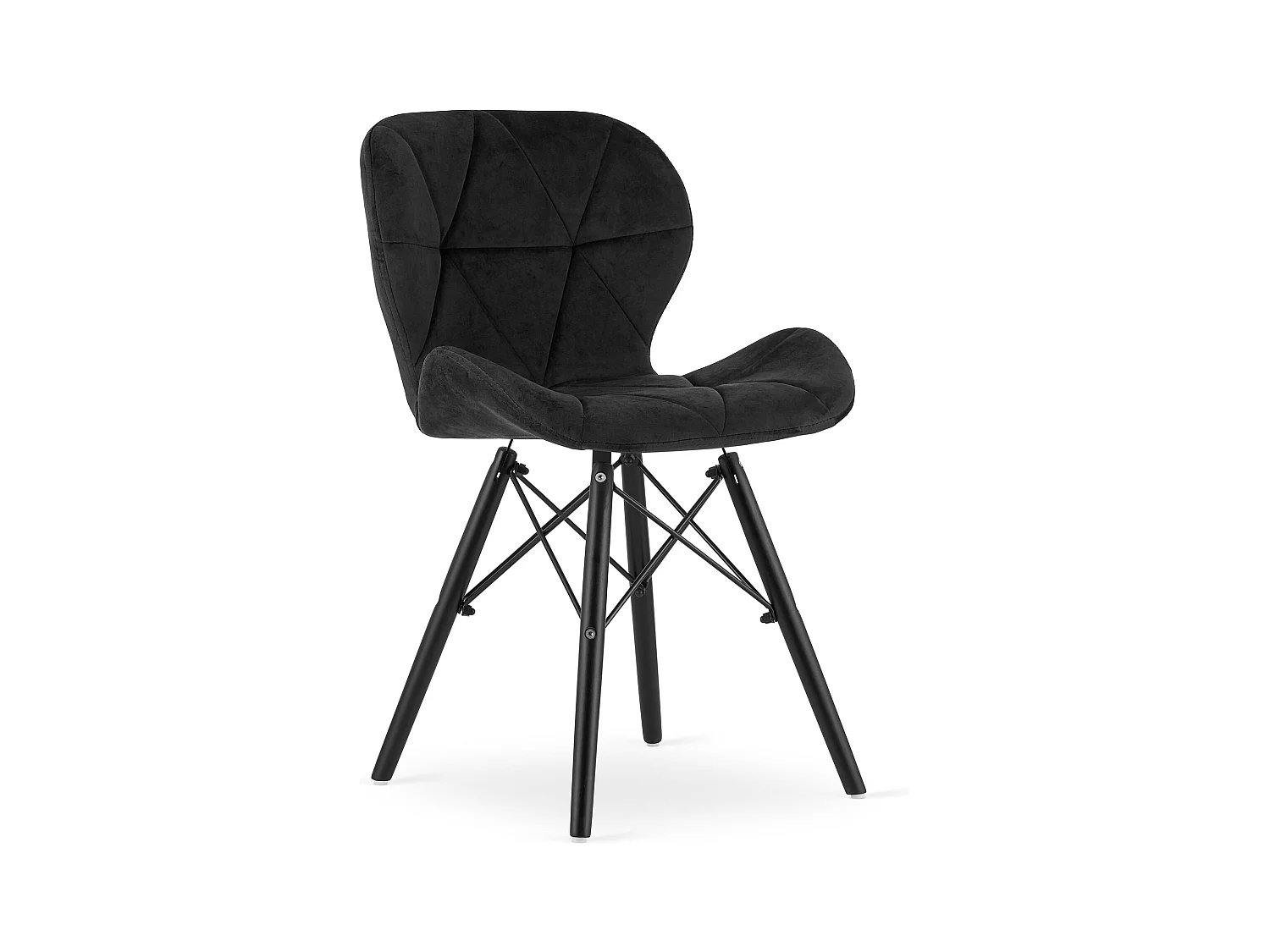 Chaise Valora WAKO en velours noir avec pieds noirs x1