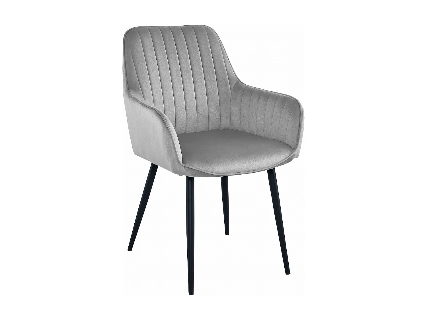 Chaise de salle à manger Valora SELO – Velours gris argenté avec pieds noirs x1
