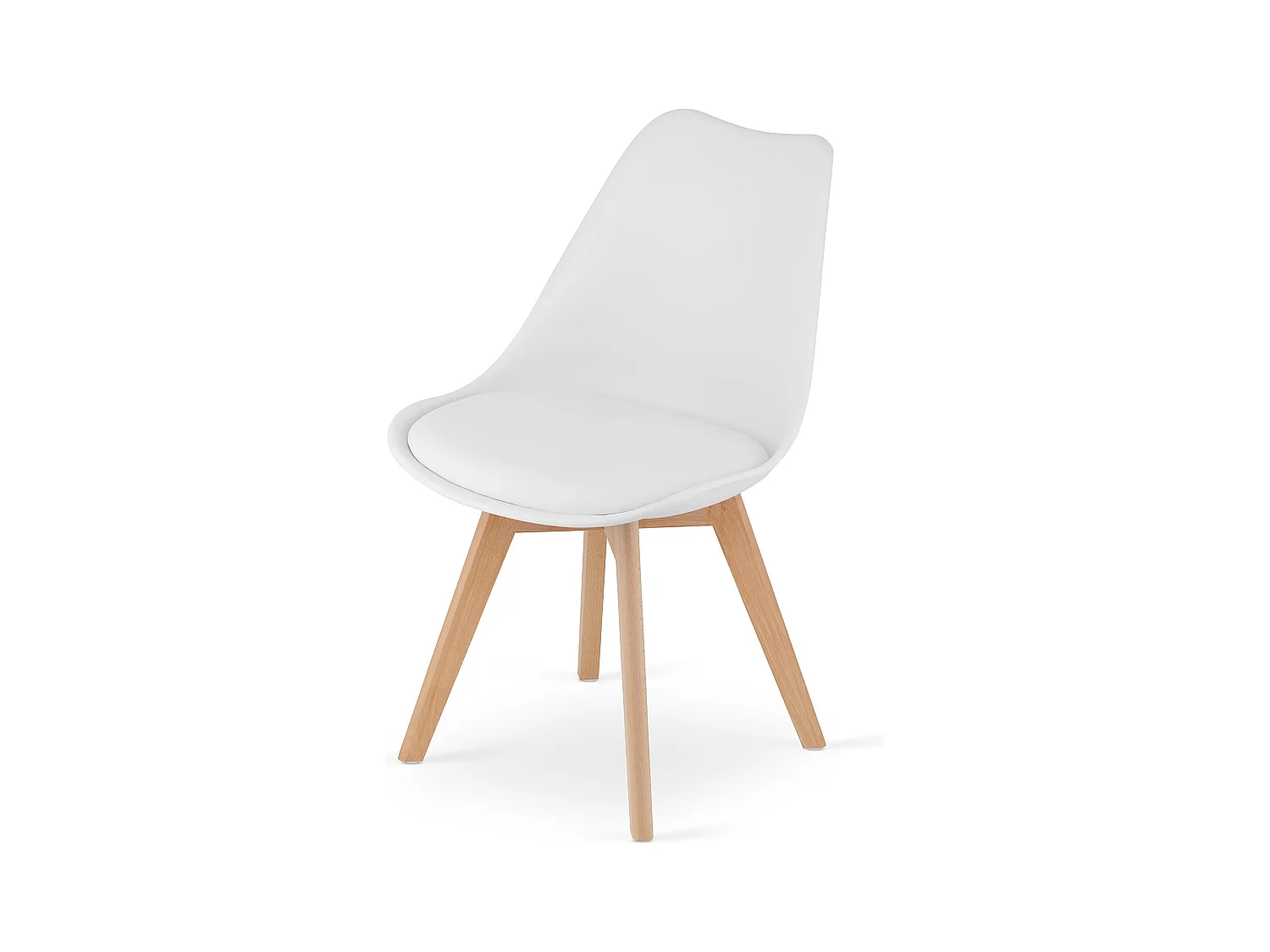 Chaises blanches Valora RIKX avec coussin et pieds en bois x3