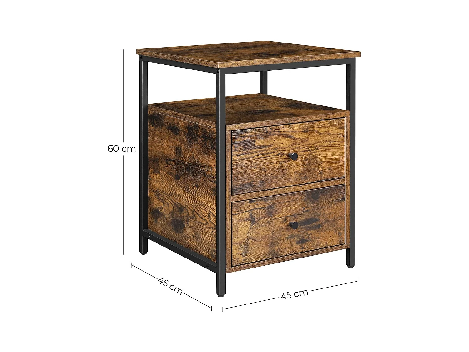 Valora Rustiek Bruin Nachtkastje met Laden Loft Stijl