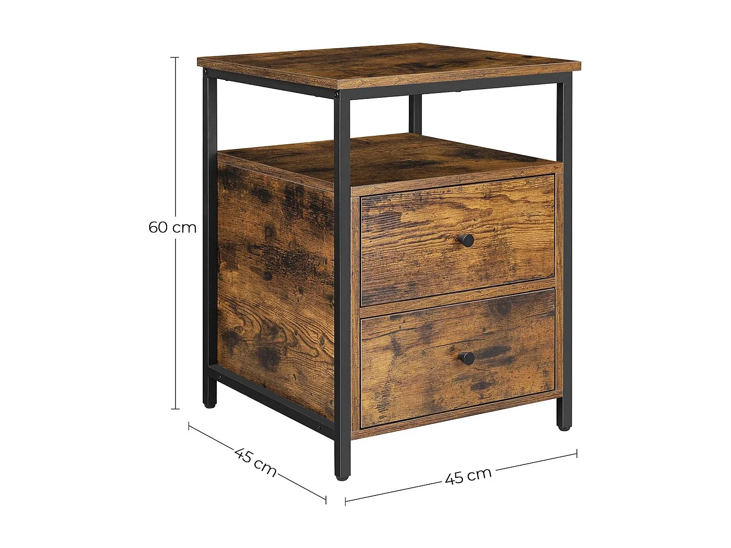 Valora Rustiek Bruin Nachtkastje met Laden Loft Stijl