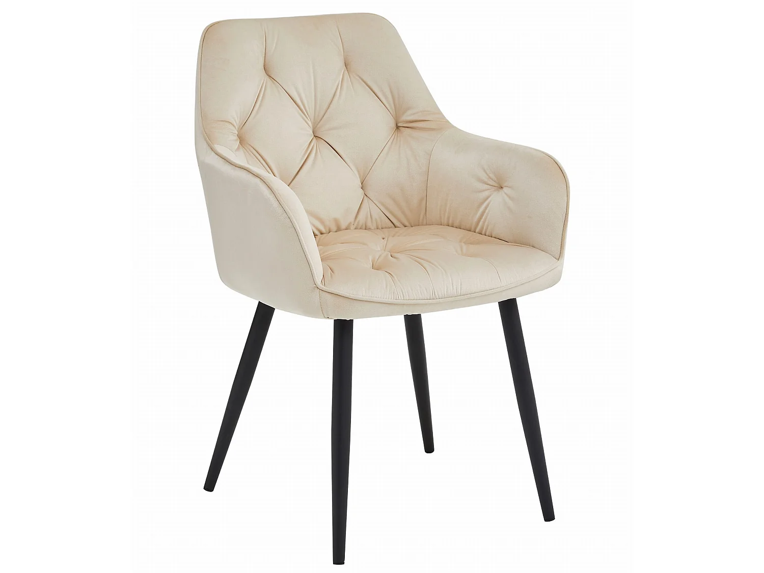 Valora LUKK eetkamerstoel – beige fluweel met zwarte poten x1