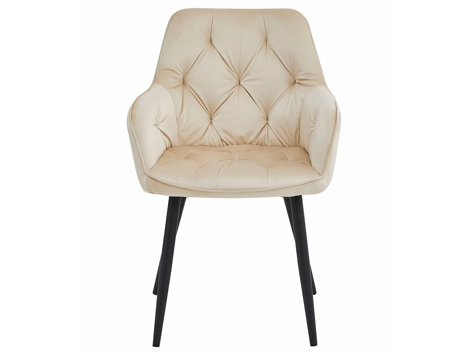 Valora LUKK eetkamerstoel – beige fluweel met zwarte poten x1