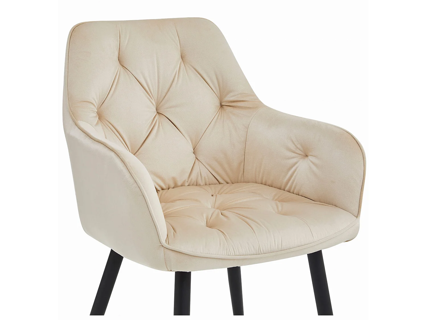 Valora LUKK eetkamerstoel – beige fluweel met zwarte poten x1