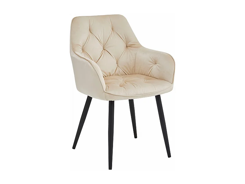 Valora LUKK Esszimmerstuhl – Beige Samt mit schwarzen Beinen x1