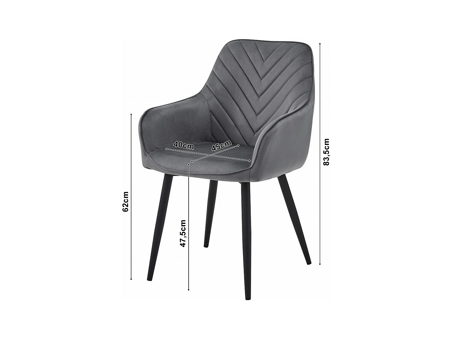 Chaise de salle à manger Valora WAAV – Velours noir avec pieds noirs x1