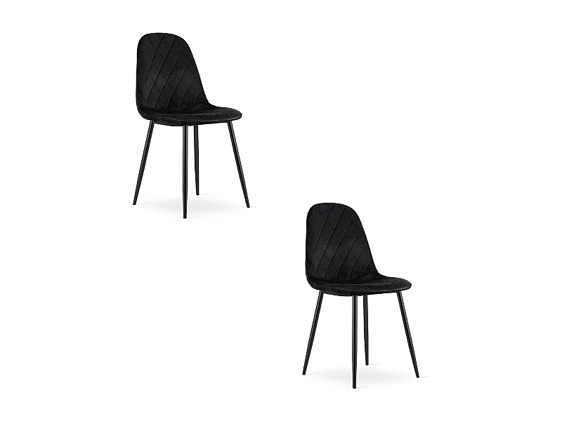 Chaise Valora DAPI en velours noir avec pieds en métal x2