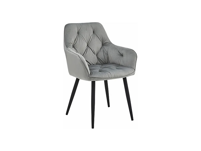 Valora LUKK Esszimmerstuhl – Silbergrauer Samt mit schwarzen Beinen x 1