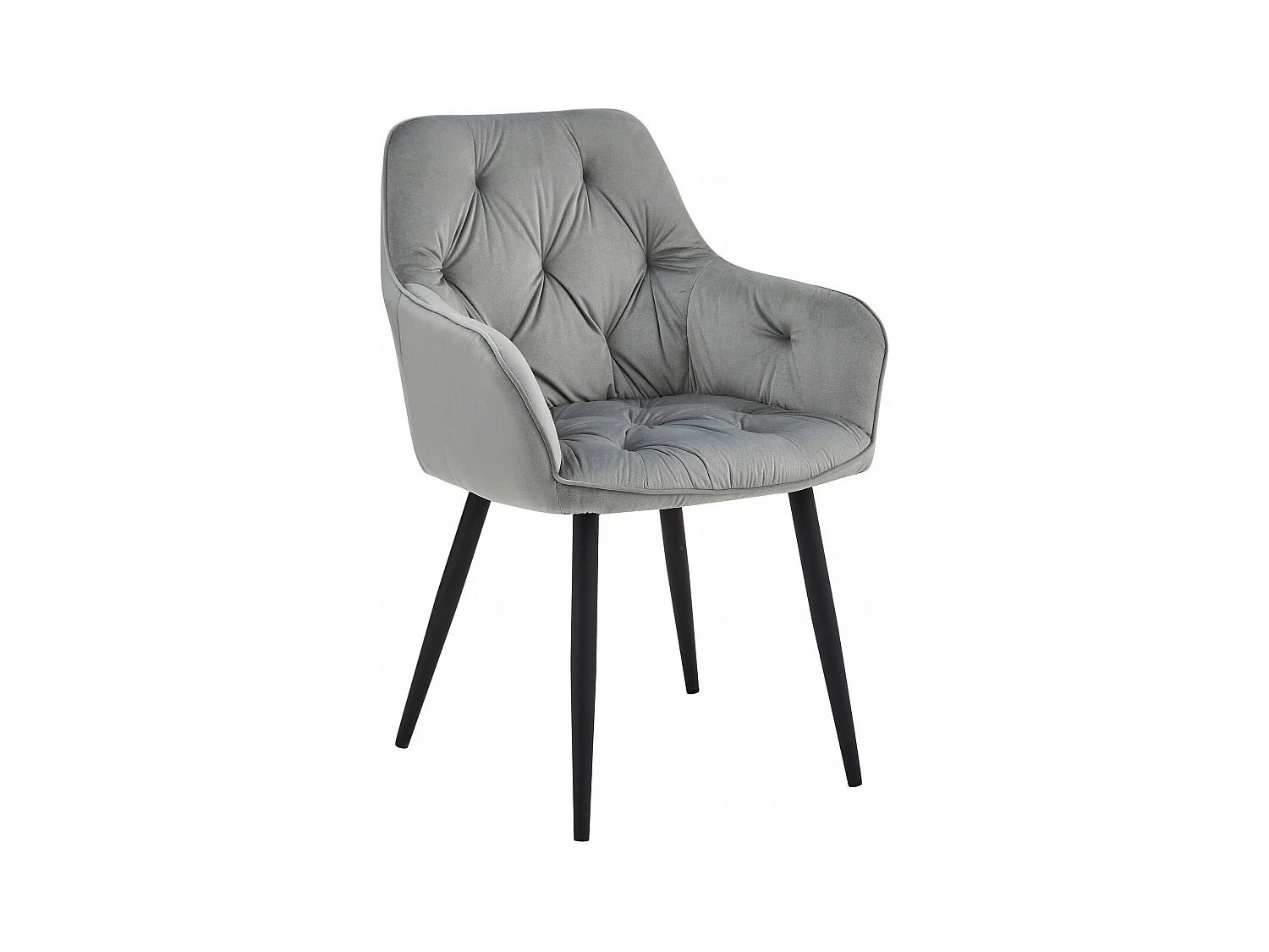 Chaise de salle à manger Valora LUKK – Velours gris argenté avec pieds noirs x 1