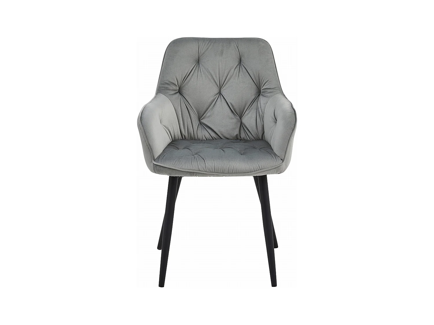 Chaise de salle à manger Valora LUKK – Velours gris argenté avec pieds noirs x 1