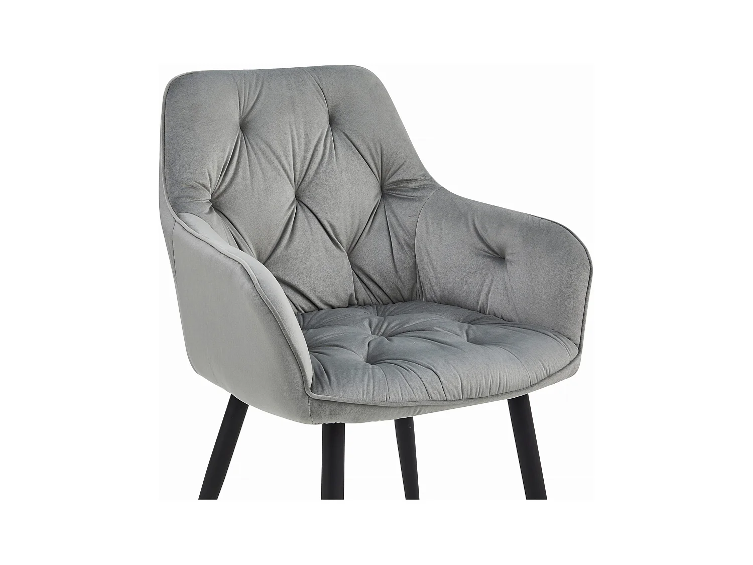 Chaise de salle à manger Valora LUKK – Velours gris argenté avec pieds noirs x 1