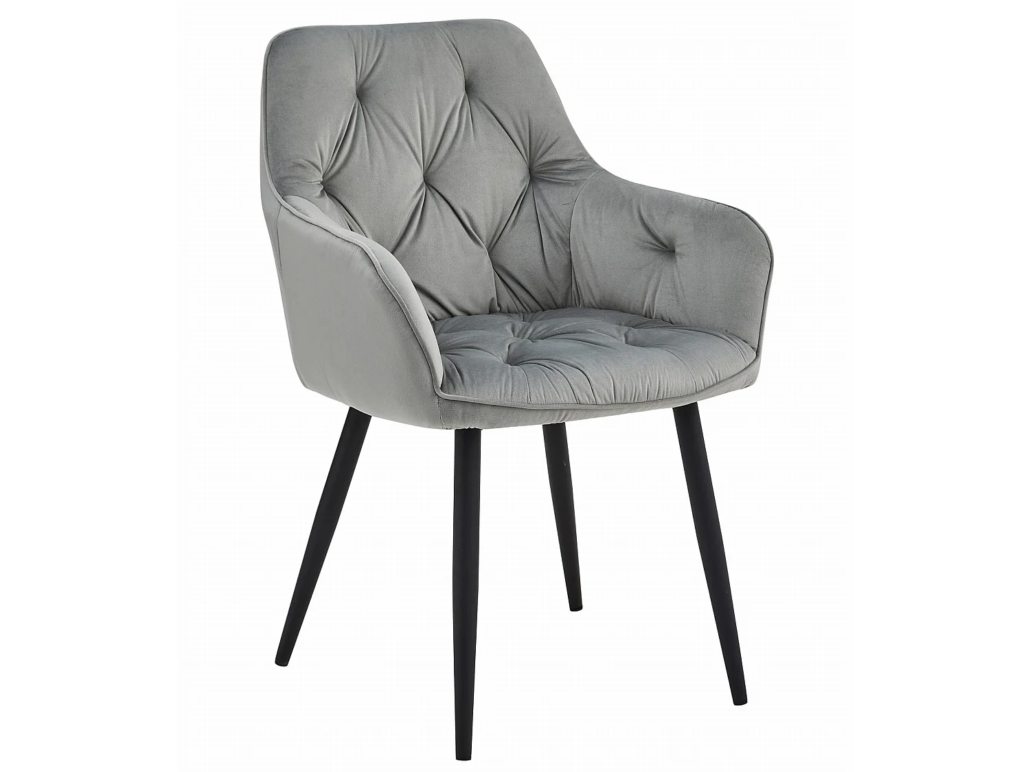 Chaise de salle à manger Valora LUKK – Velours gris argenté avec pieds noirs x 1