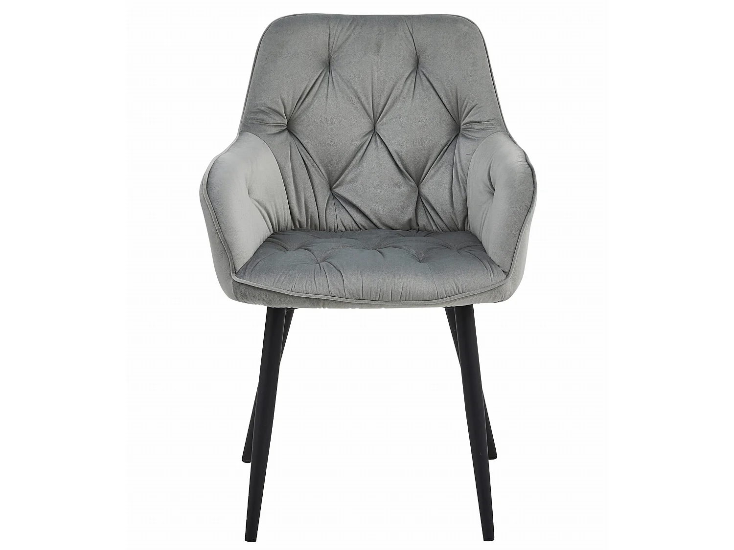 Chaise de salle à manger Valora LUKK – Velours gris argenté avec pieds noirs x 1