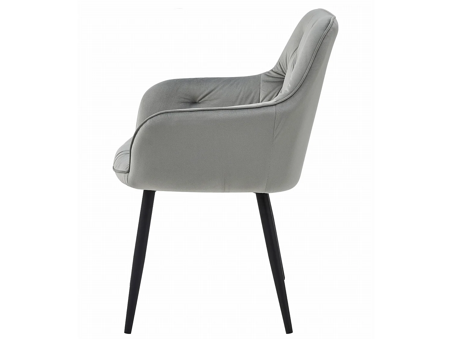 Chaise de salle à manger Valora LUKK – Velours gris argenté avec pieds noirs x 1
