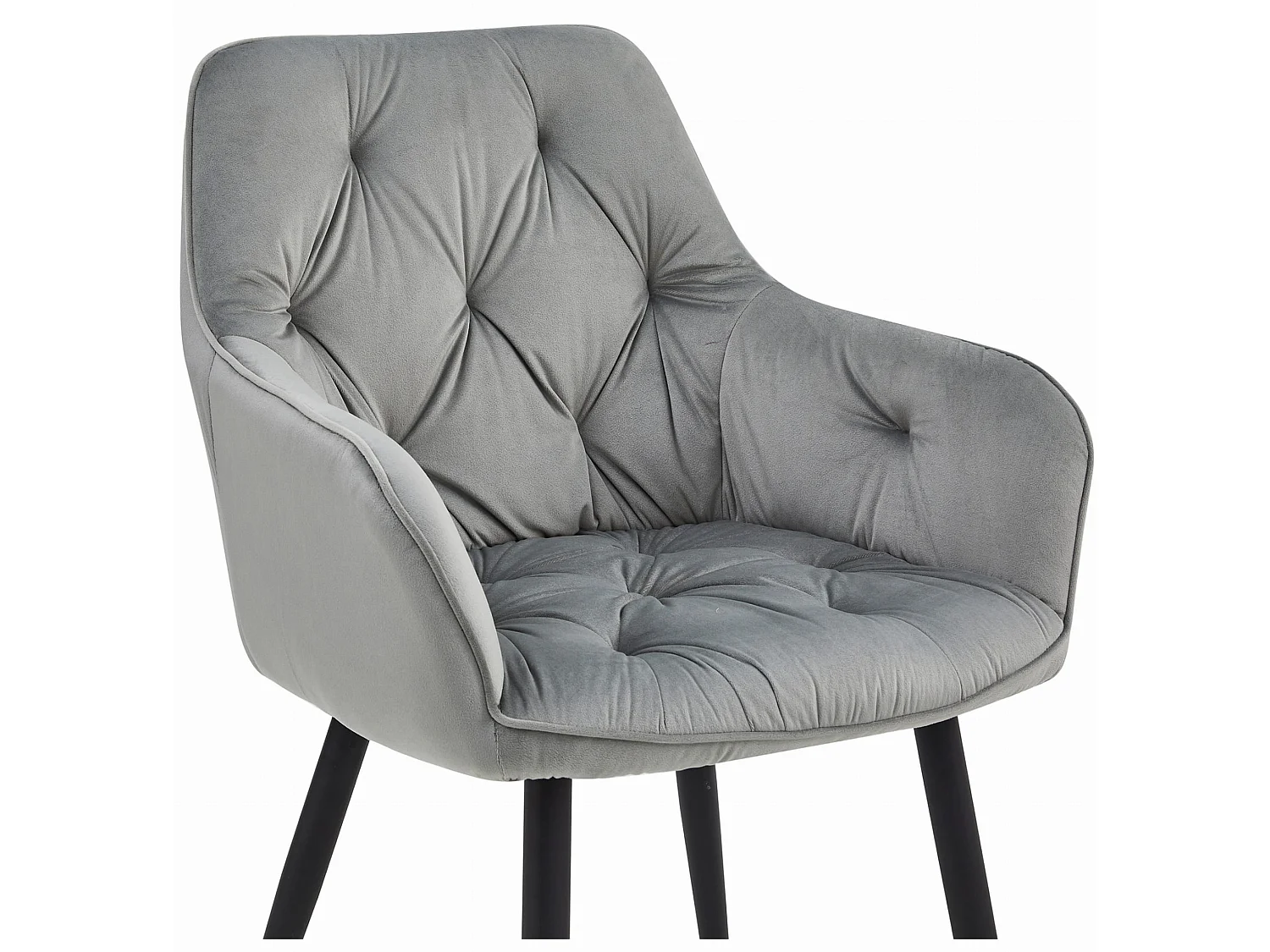 Chaise de salle à manger Valora LUKK – Velours gris argenté avec pieds noirs x 1