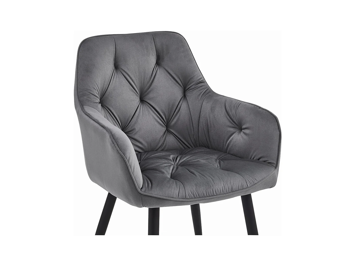 Chaise de salle à manger Valora LUKK – Velours gris foncé avec pieds noirs x 1