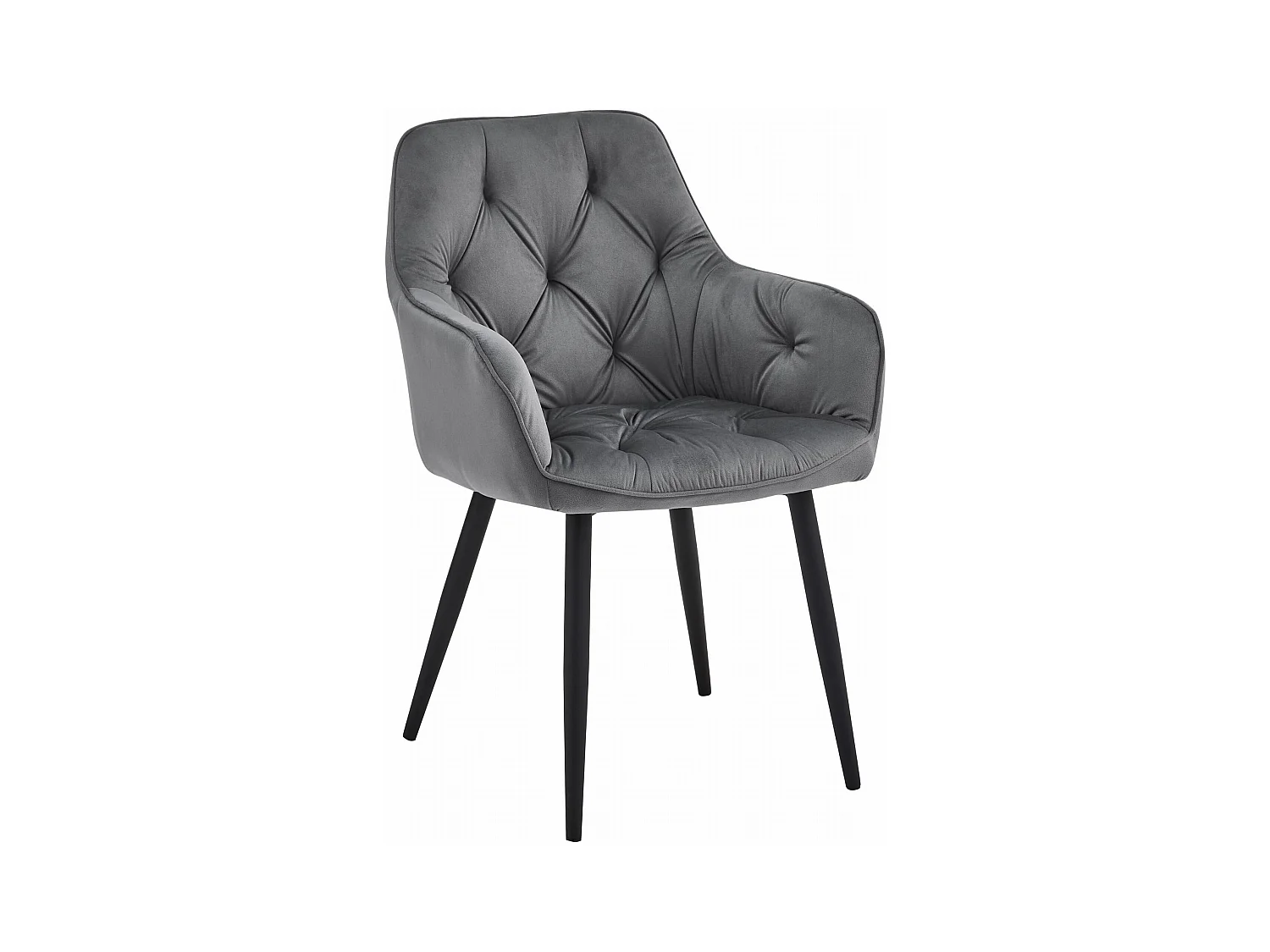 Chaise de salle à manger Valora LUKK – Velours gris foncé avec pieds noirs x 1