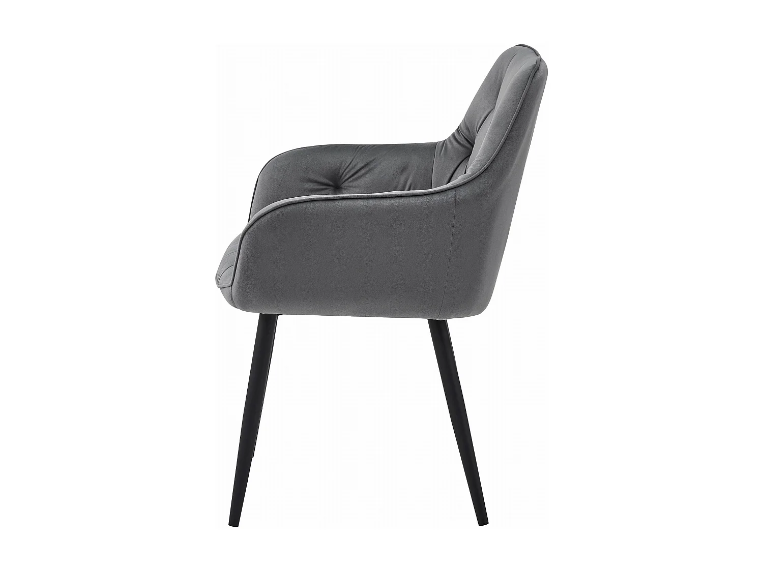 Chaise de salle à manger Valora LUKK – Velours gris foncé avec pieds noirs x 1