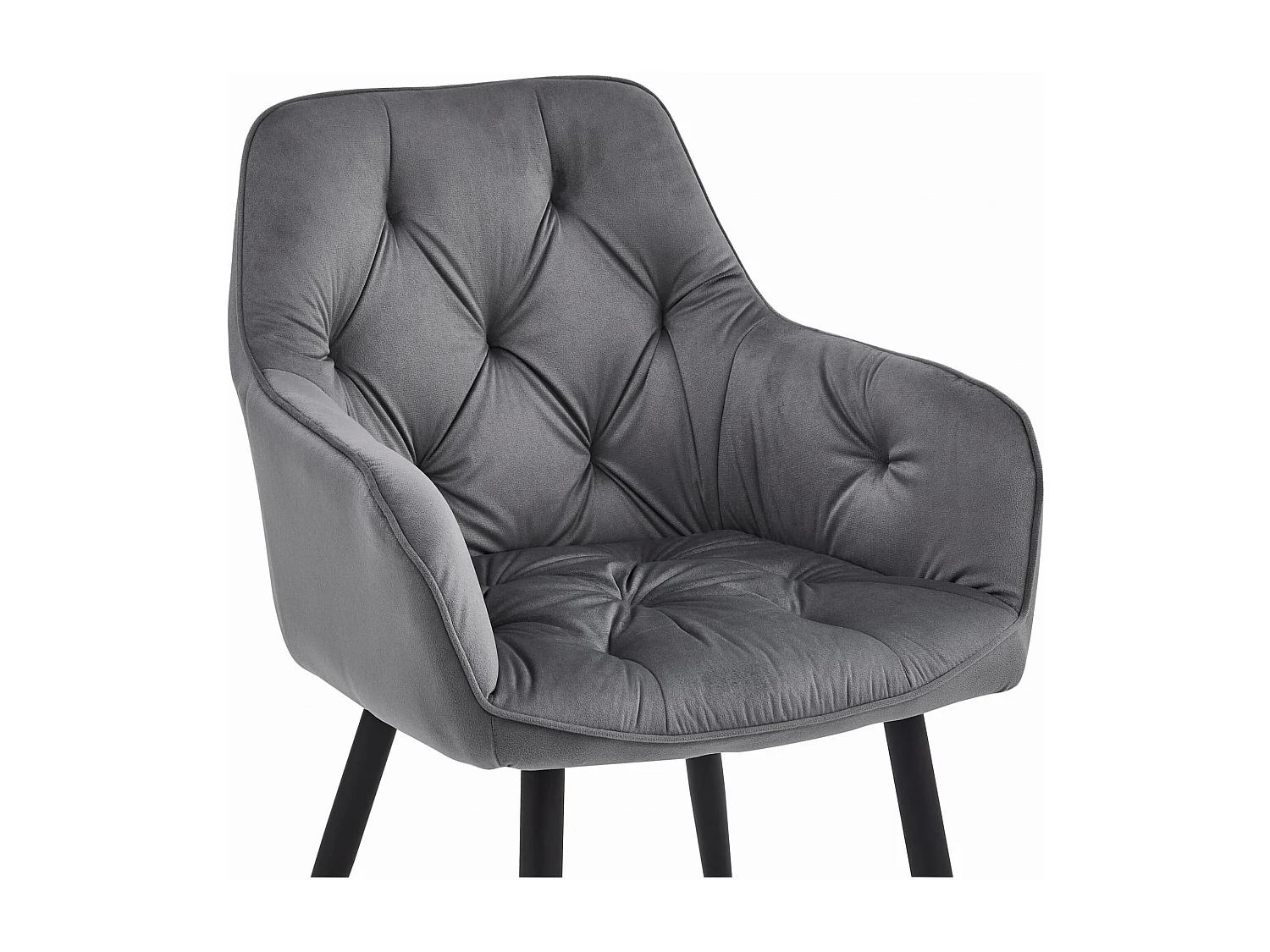 Chaise de salle à manger Valora LUKK – Velours gris foncé avec pieds noirs x 1