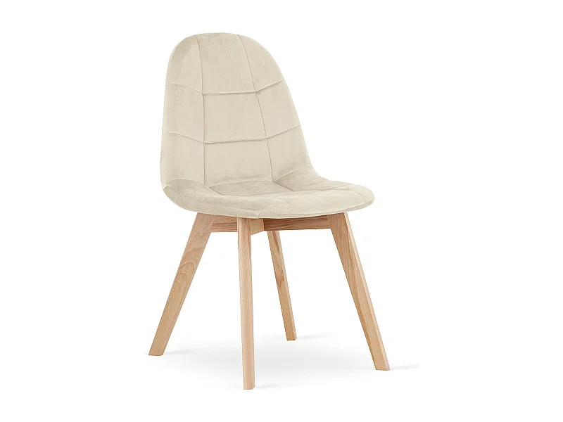 Chaise salle à manger Valora NUUC velours beige pieds bois hêtre x1