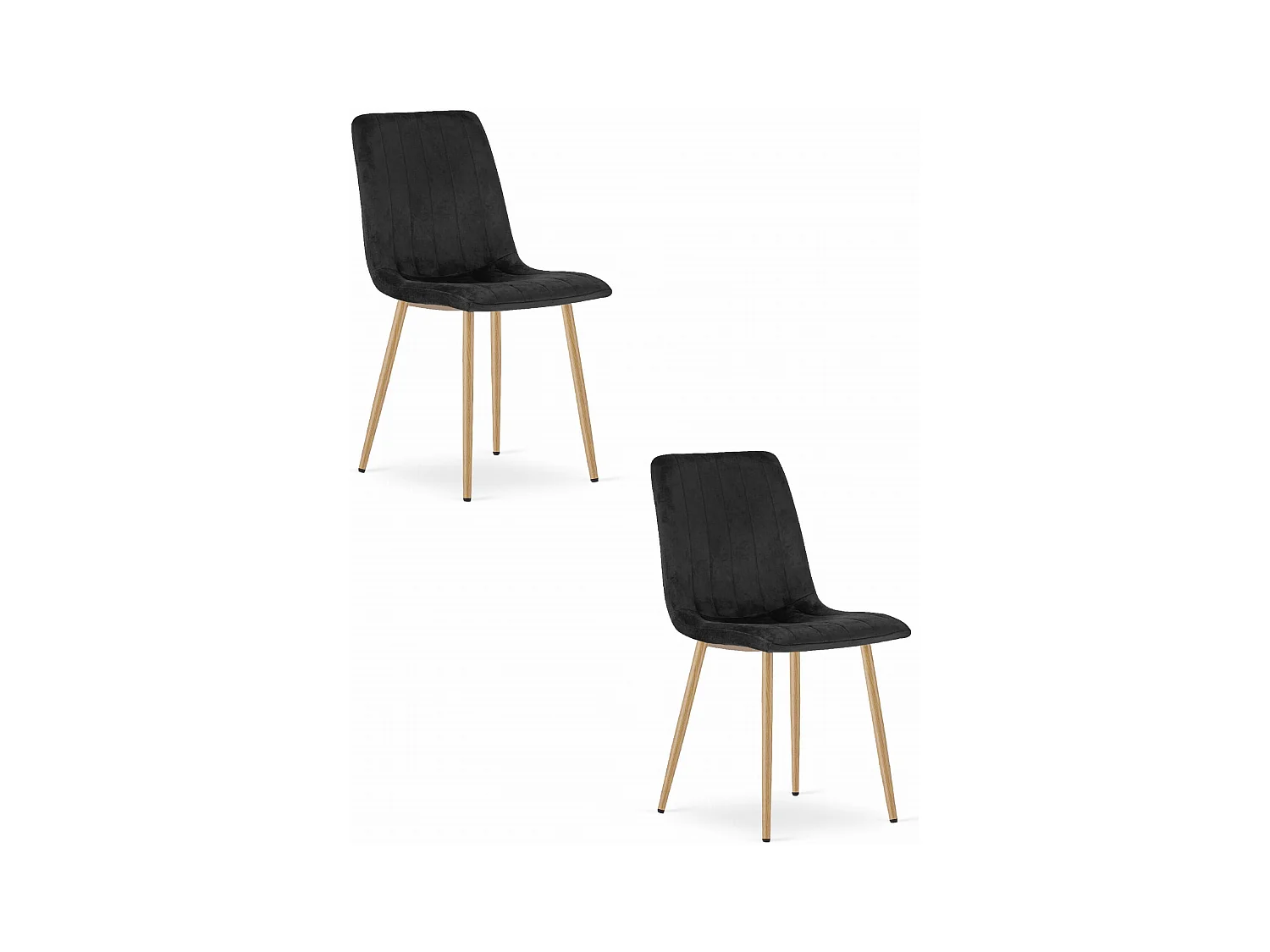 Chaises Valora JEWA – Assises en velours noir et pieds couleur bois x 2