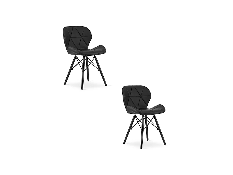 Valora WAKO Öko-Lederstuhl Schwarz mit schwarzen Beinen x2