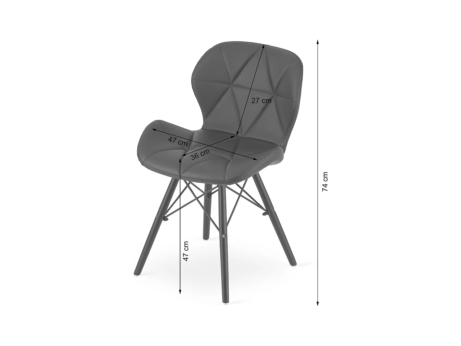 Chaise Valora WAKO en éco-cuir noir avec pieds noirs x2