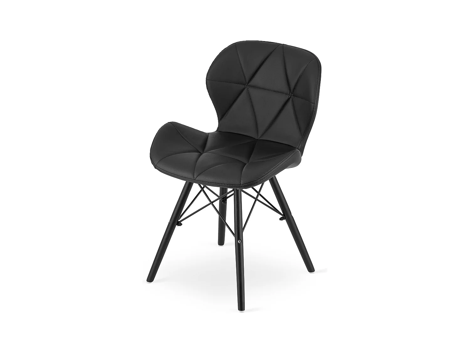 Chaise Valora WAKO en éco-cuir noir avec pieds noirs x2