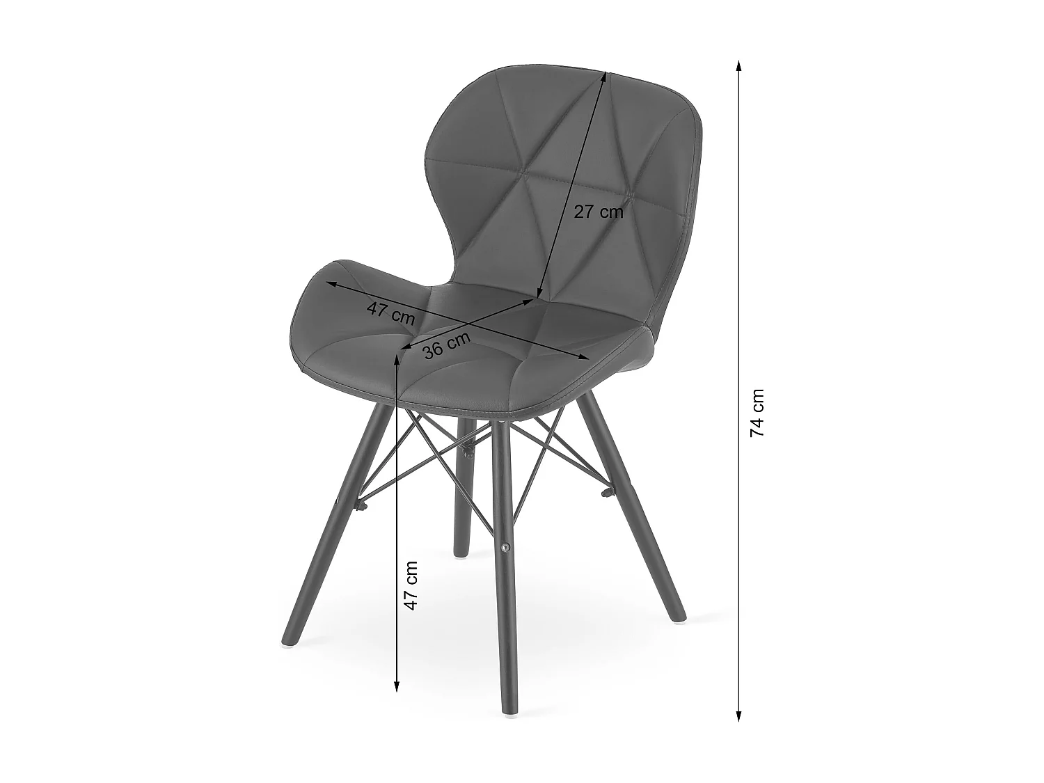 Chaise Valora WAKO en éco-cuir noir avec pieds noirs x2