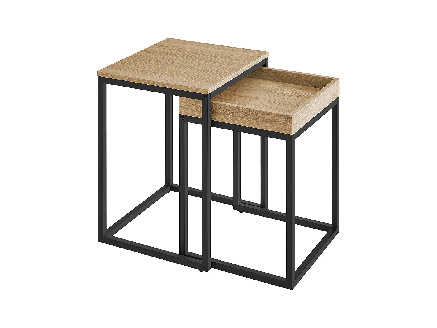 Tavolini da caffè Valora Set di 2 – Rovere Sonoma con struttura in acciaio nero