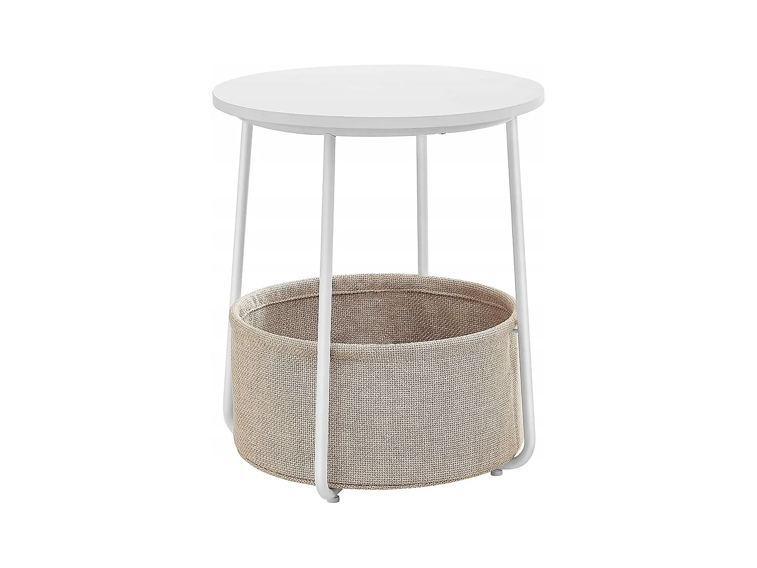 Table d'appoint ronde Valora avec panier blanc
