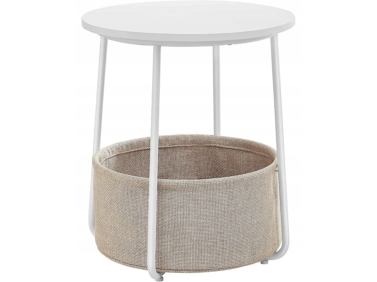 Table d'appoint ronde Valora avec panier blanc