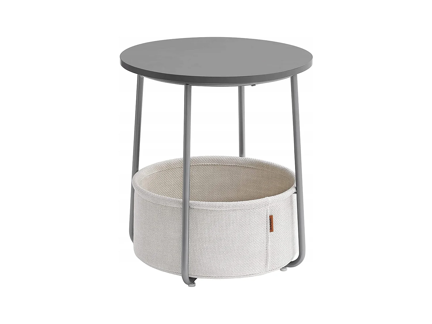 Table d'appoint ronde Valora avec panier gris | compacte et moderne