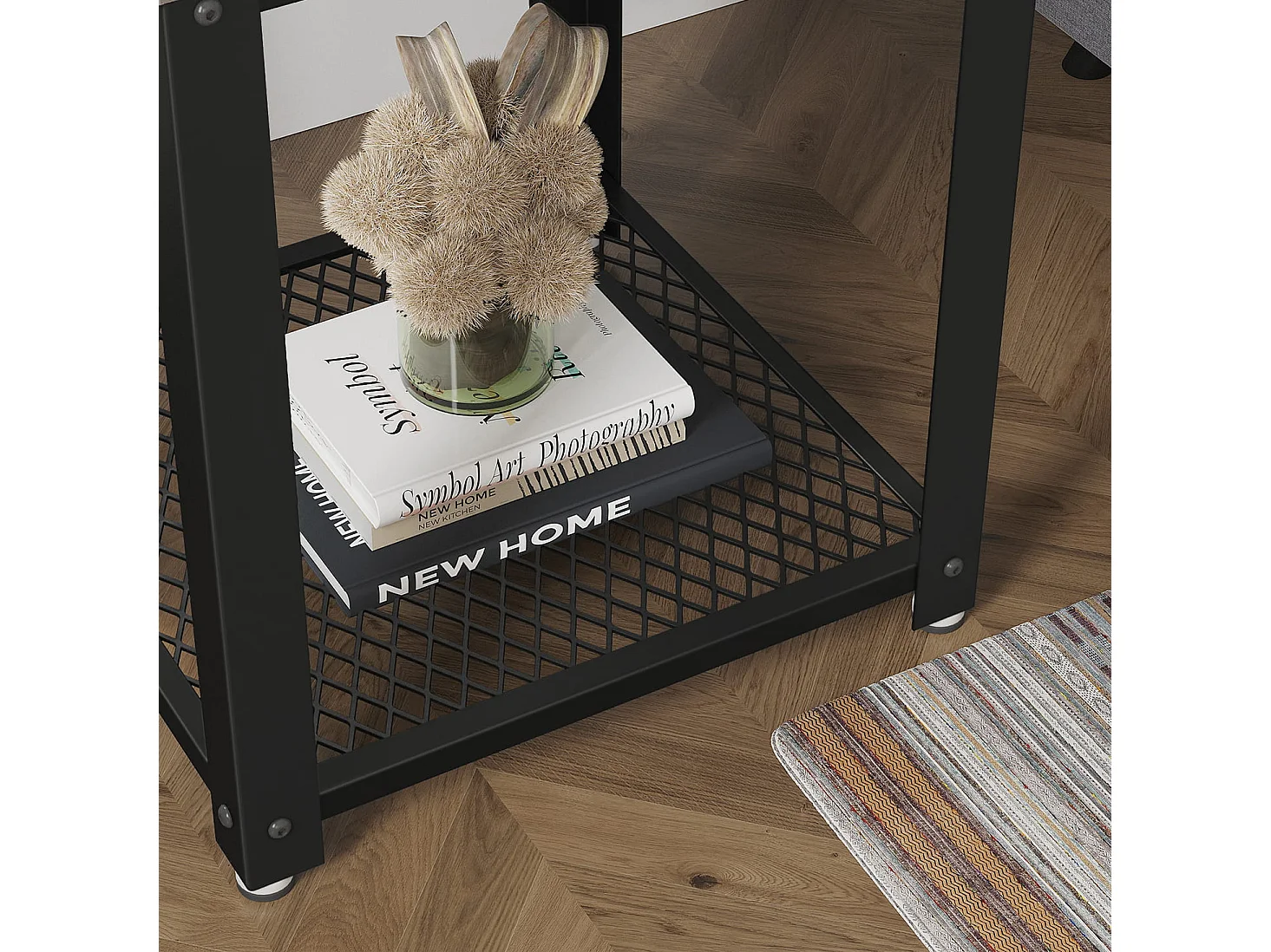 Table basse/table de chevet Valora – Chêne Sonoma avec cadre noir