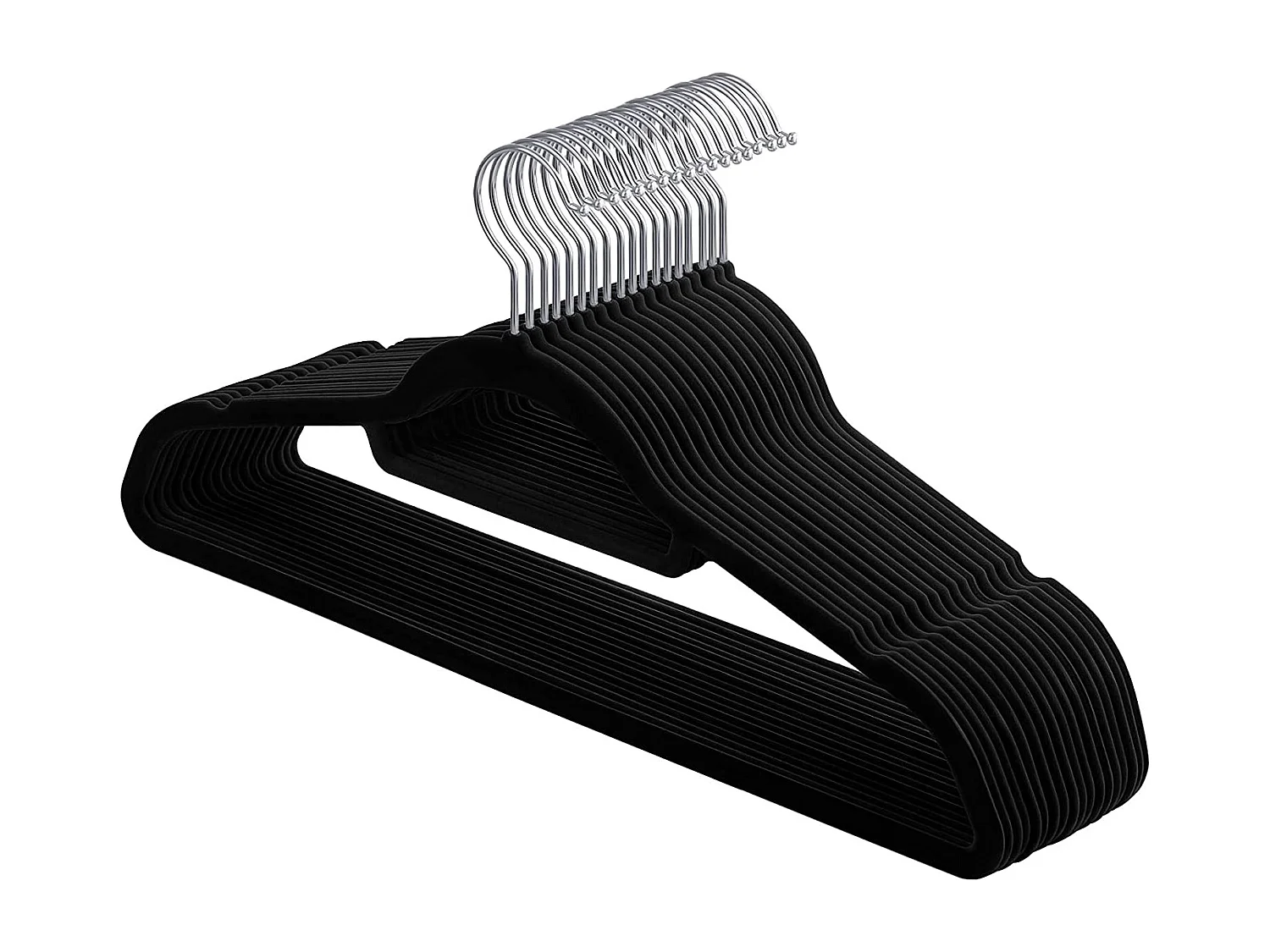 Cintres en velours noir Valora 50 pièces avec crochets rotatifs