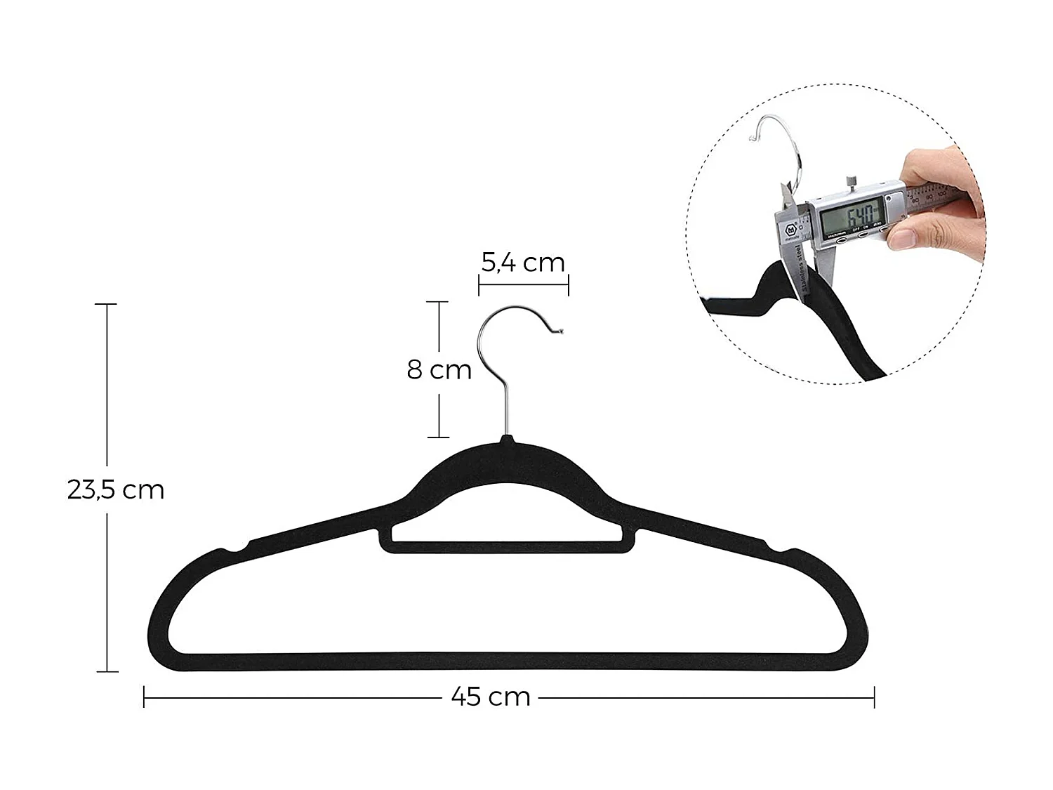 Cintres en velours noir Valora 50 pièces avec crochets rotatifs