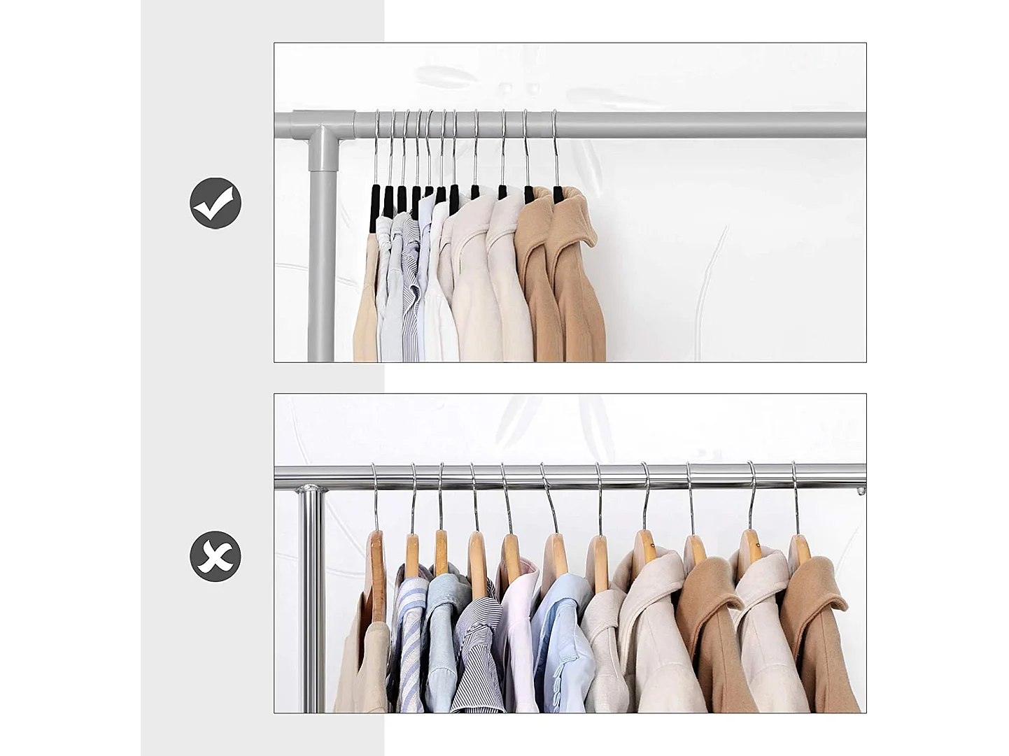 Cintres en velours noir Valora 50 pièces avec crochets rotatifs