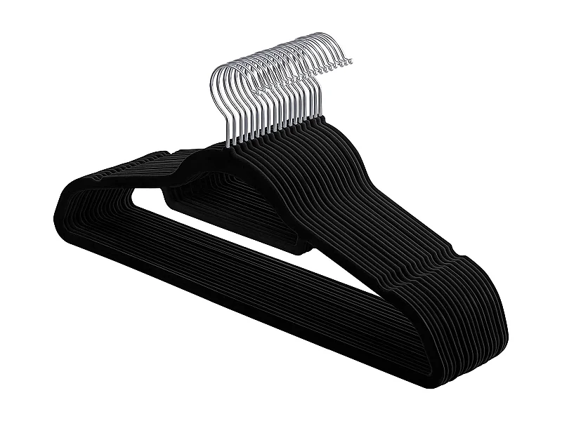 Cintres en velours noir Valora 50 pièces avec crochets rotatifs