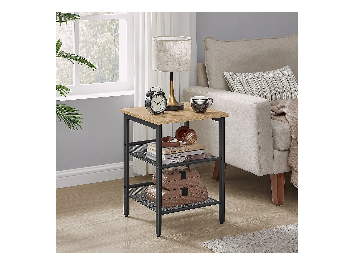 Table basse/table de chevet Valora avec 2 étagères – Chêne Sonoma Style Loft
